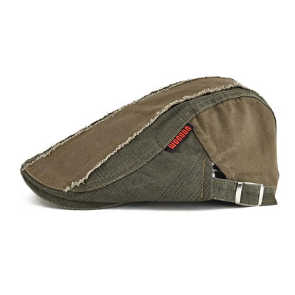 Distressed Cotton Flat Cap Men's Golf Newsboy Caps Retro Baker Boy Hat