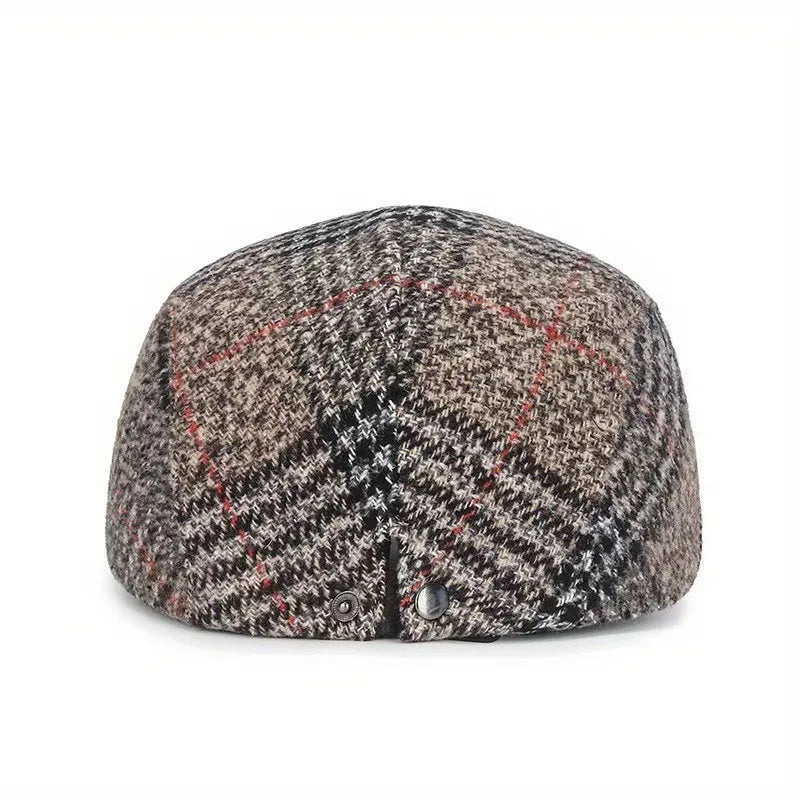 Men Beret Plaid Thick Hat For The Elderly Advanced Winter Autumn Cap