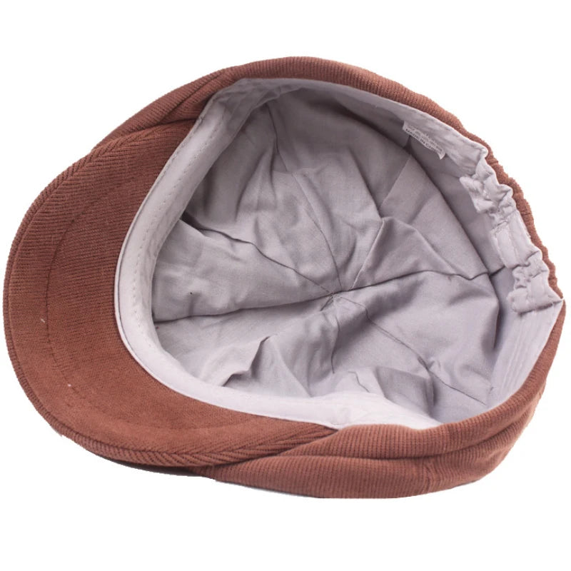 Women Solid Cap Men Retro Octagonal Hat Flat Cap