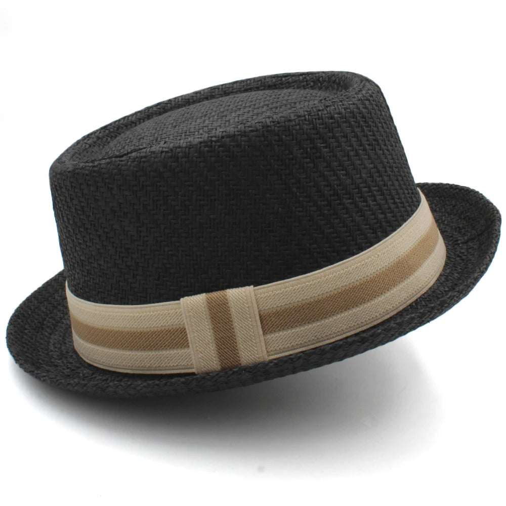 Men Women Classical Straw Pork Pie Hats Fedora Sunhats Trilby Caps