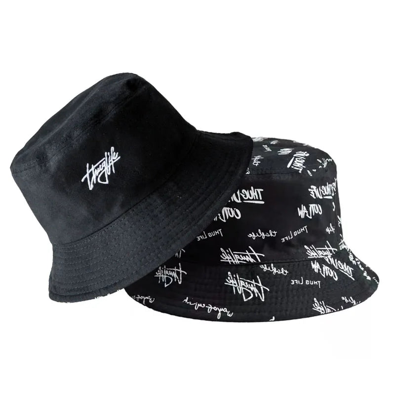 Fashion Graffiti Letters Print Cotton Bucket Hat For Men Women