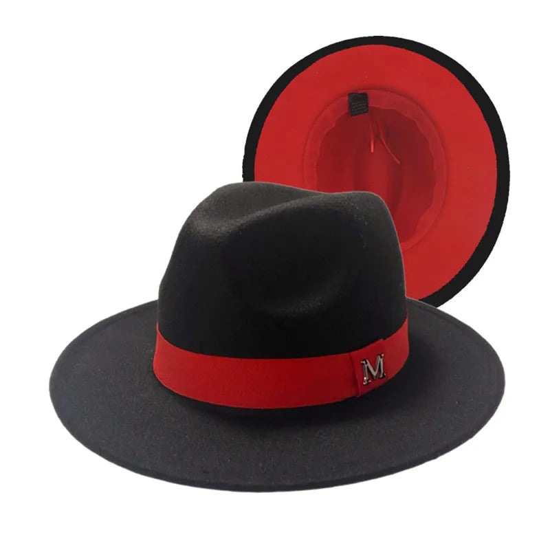 Men Women Felt Fedora Hats Wide Brim Fedoras Flat Brim Fedora Hats