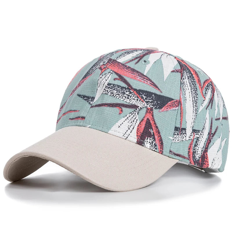 Fashion Women Cap Flowers And Foliage Print Baseball Cap Female