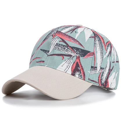 Fashion Women Cap Flowers And Foliage Print Baseball Cap Female