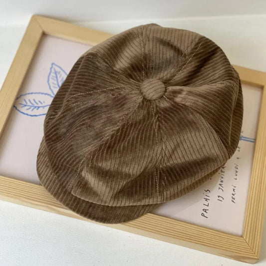 2021 Retro Winter Corduroy Octagonal Hat