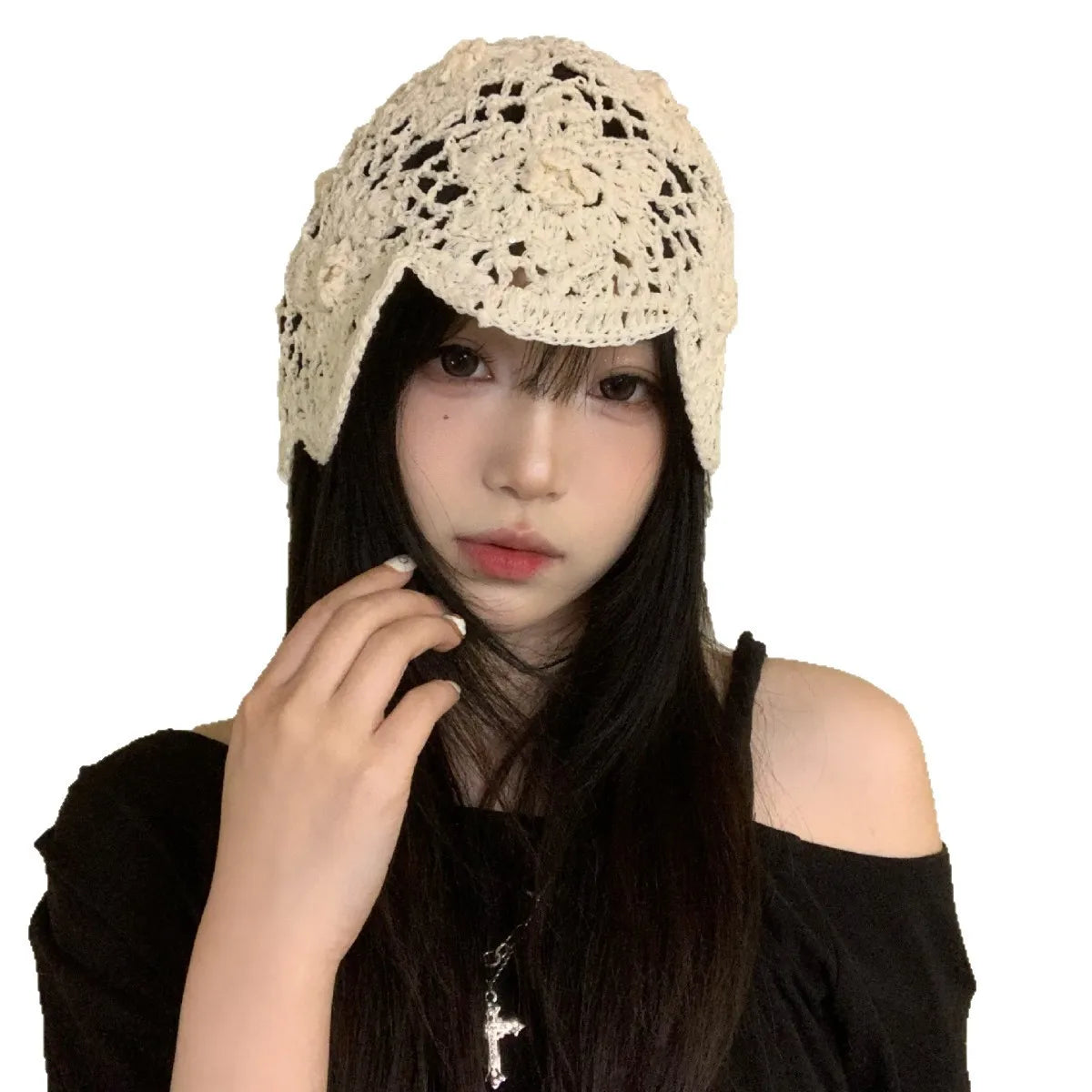 Spring Summer Hand-Woven Hollow Crochet Knitted Hat