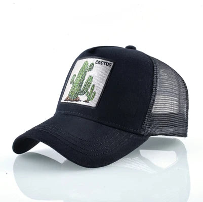 Summer Baseball Cap Animal Embroidery Cactus Cotton Trucker Hats