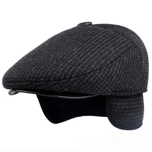 Classic Man Cap Autumn Winter Hat With Ear Flap Elder Man Male Dad Hat
