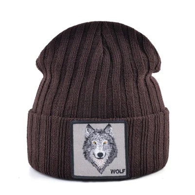 New Fashion Knitted Hats For Men Women Wolf Pattern Skullies Beanies