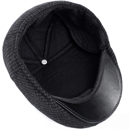 Classic Man Cap Autumn Winter Hat With Ear Flap Elder Man Male Dad Hat