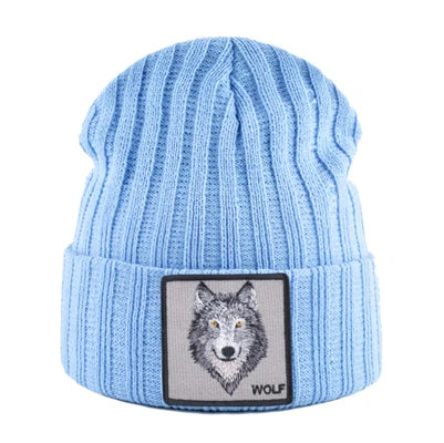 New Fashion Knitted Hats For Men Women Wolf Pattern Skullies Beanies