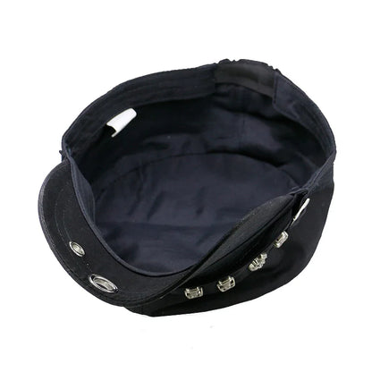 Cool Skull Rivets Punk Hip Hop Flat Top Cap Men Women