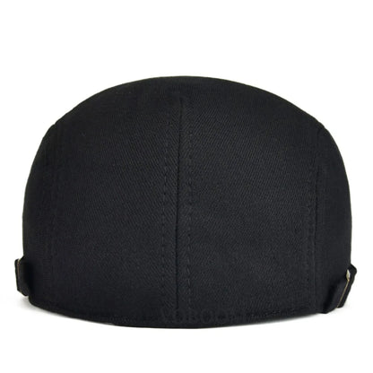100% Cotton Men Black Flat Ivy Cap