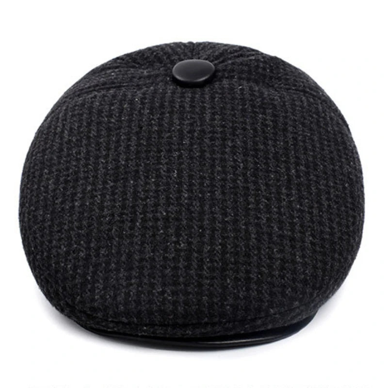 Classic Man Cap Autumn Winter Hat With Ear Flap Elder Man Male Dad Hat