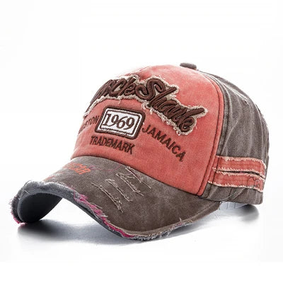 Unisex Washed Denim Baseball Cap For Men Women 1969 Letter Streetwear Cap