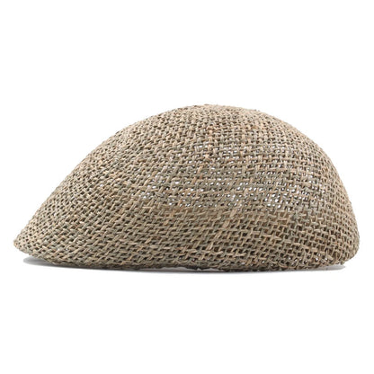 Summer Breathable Men Handmade Straw Newsboy Caps