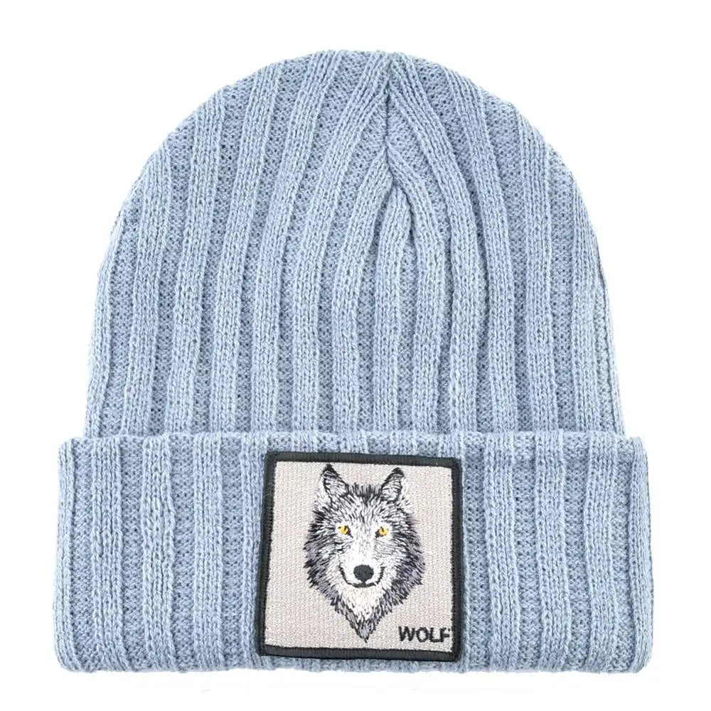 New Fashion Knitted Hats For Men Women Wolf Pattern Skullies Beanies