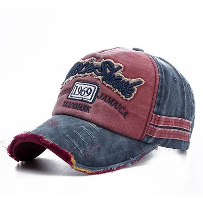 Unisex Washed Denim Baseball Cap For Men Women 1969 Letter Streetwear Cap