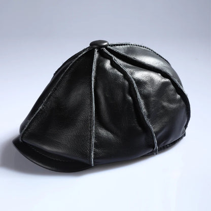 Young Middle-Aged Men Leather Octagonal Painter Hat