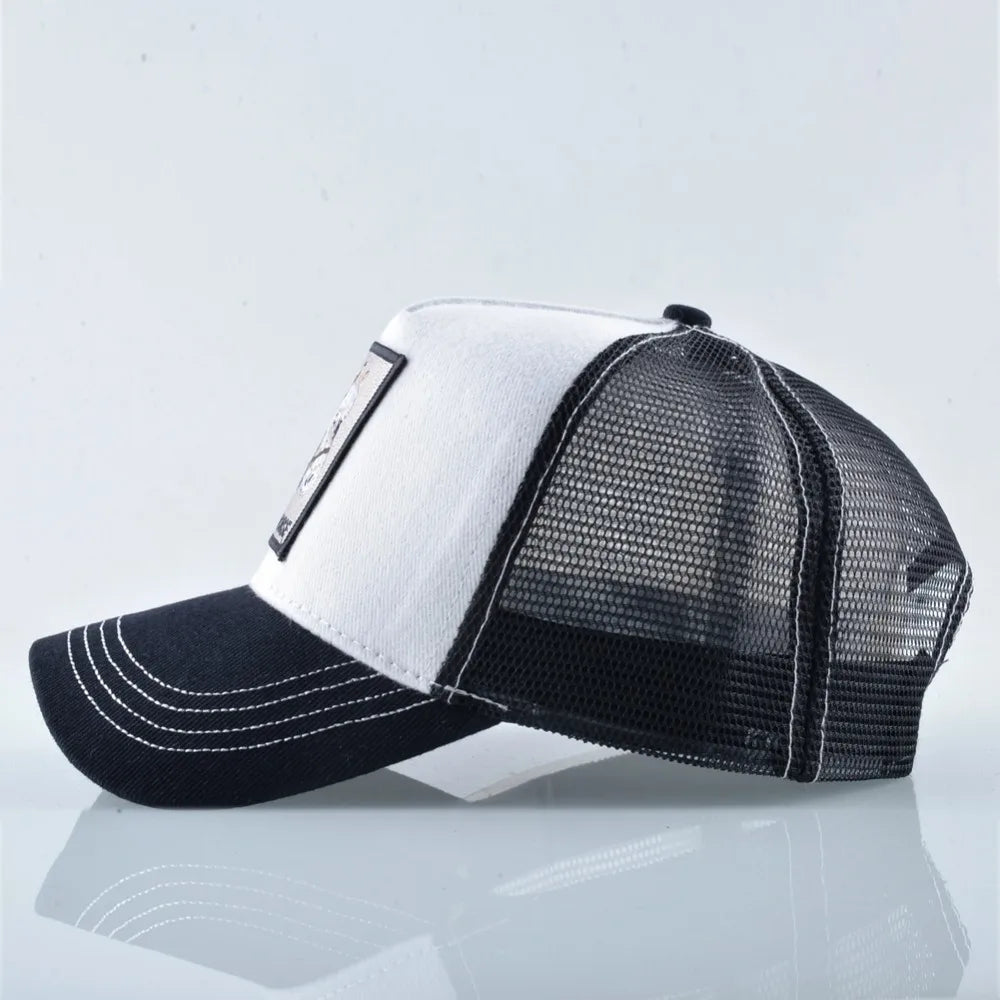 TQMSMY Fashion Embroidery White Horse Animal Trucker Hat Cotton Baseball Caps Breathable Summer Hats