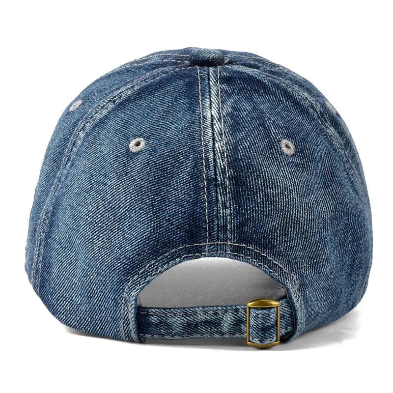 Unisex Solid Denim Baseball Cap Blank Washed Jean Hat Casquette Adjustable