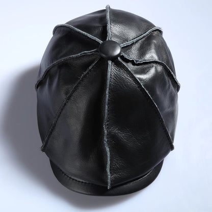 Young Middle-Aged Men Leather Octagonal Painter Hat