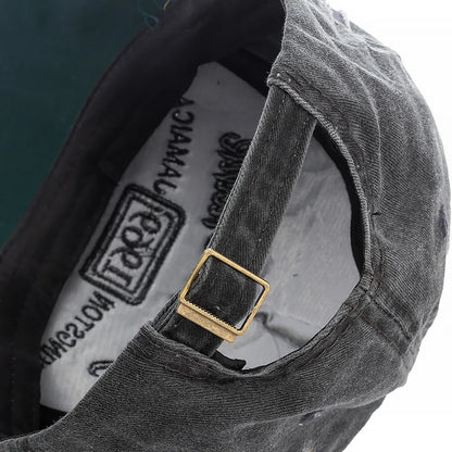 Unisex Washed Denim Baseball Cap For Men Women 1969 Letter Streetwear Cap