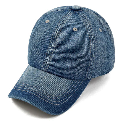 Unisex Solid Denim Baseball Cap Blank Washed Jean Hat Casquette Adjustable
