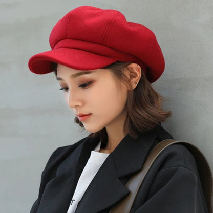 Men Lady Casual Wool Hat Winter Beret Women Painter Cap