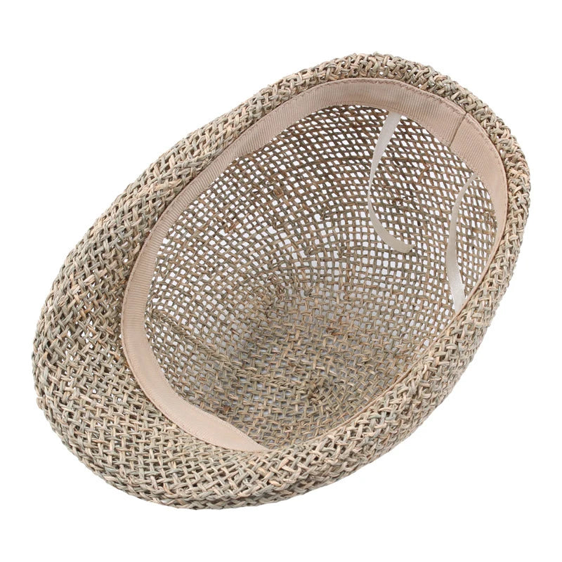 Summer Breathable Men Handmade Straw Newsboy Caps