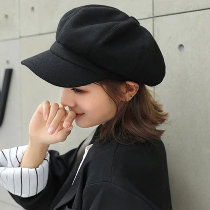 Men Lady Casual Wool Hat Winter Beret Women Painter Cap