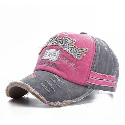 Unisex Washed Denim Baseball Cap For Men Women 1969 Letter Streetwear Cap