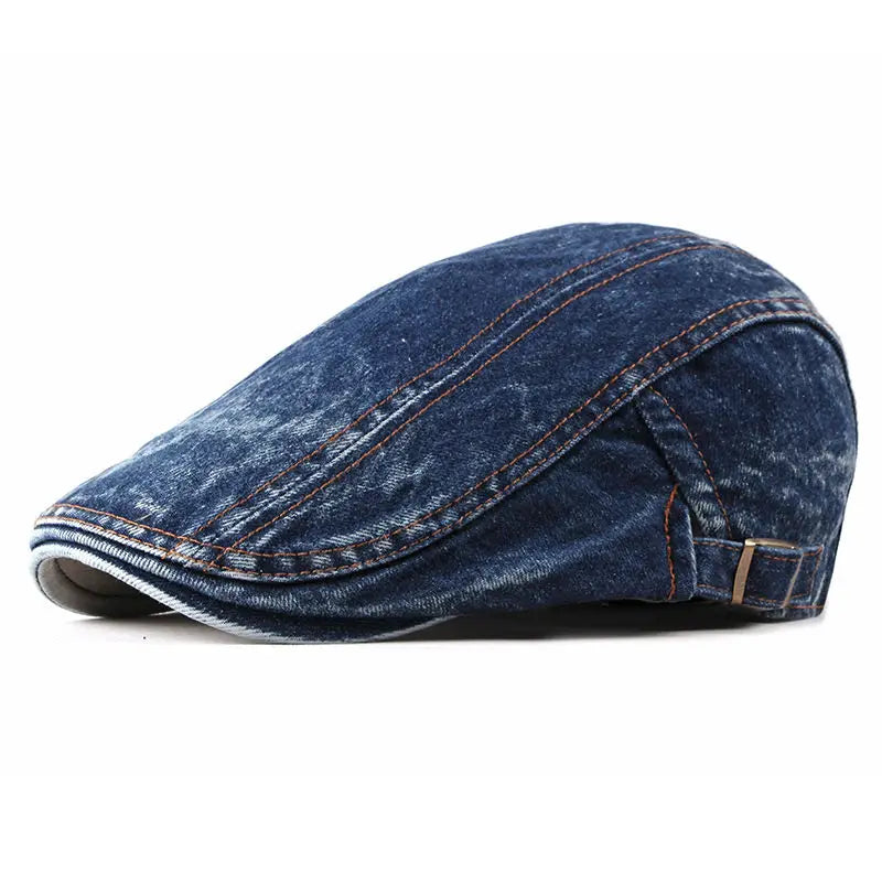 2026 Four Seasons Denim Solid Newsboy Caps Men