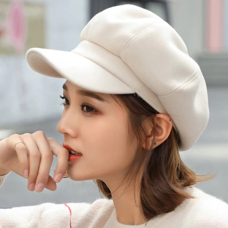 Men Lady Casual Wool Hat Winter Beret Women Painter Cap
