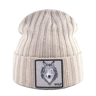 New Fashion Knitted Hats For Men Women Wolf Pattern Skullies Beanies