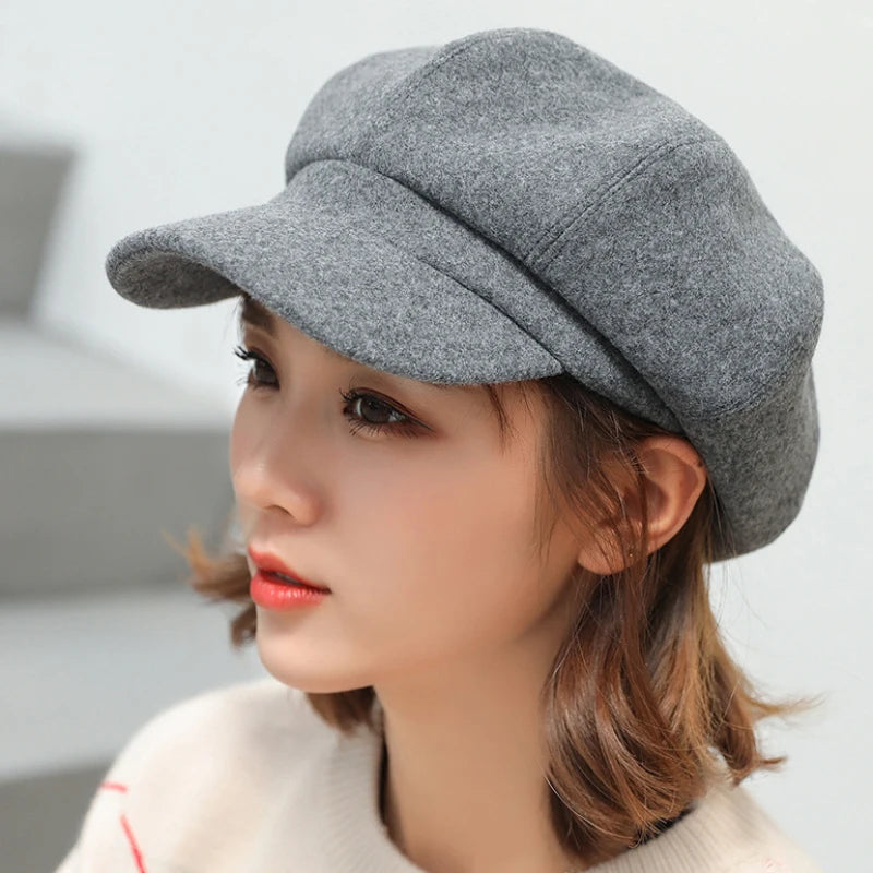 Men Lady Casual Wool Hat Winter Beret Women Painter Cap