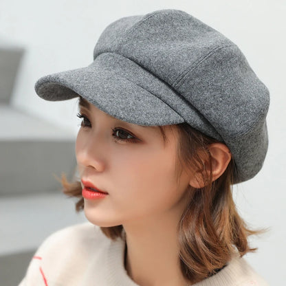 Men Lady Casual Wool Hat Winter Beret Women Painter Cap