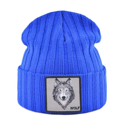 New Fashion Knitted Hats For Men Women Wolf Pattern Skullies Beanies