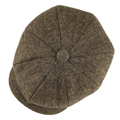 Wool Tweed Newsboy Cap Herringbone Men British Gatsby Retro Hat