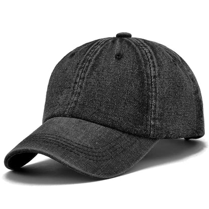 Unisex Solid Denim Baseball Cap Blank Washed Jean Hat Casquette Adjustable