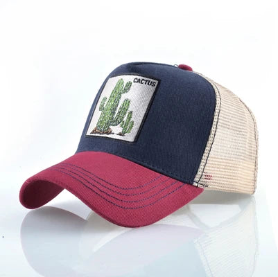 Summer Baseball Cap Animal Embroidery Cactus Cotton Trucker Hats