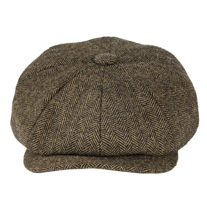 Wool Tweed Newsboy Cap Herringbone Men British Gatsby Retro Hat