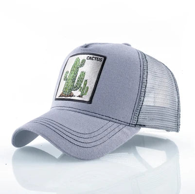 Summer Baseball Cap Animal Embroidery Cactus Cotton Trucker Hats