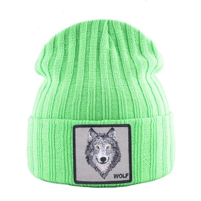 New Fashion Knitted Hats For Men Women Wolf Pattern Skullies Beanies