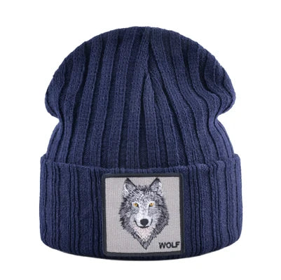 New Fashion Knitted Hats For Men Women Wolf Pattern Skullies Beanies