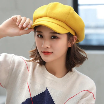 Men Lady Casual Wool Hat Winter Beret Women Painter Cap