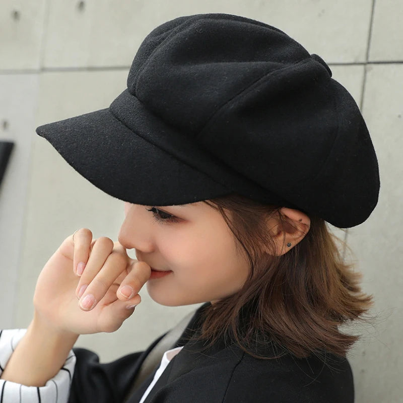 Men Lady Casual Wool Hat Winter Beret Women Painter Cap
