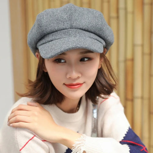 Men Lady Casual Wool Hat Winter Beret Women Painter Cap