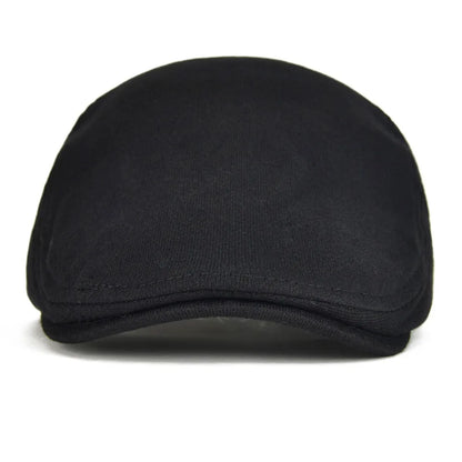 100% Cotton Men Black Flat Ivy Cap