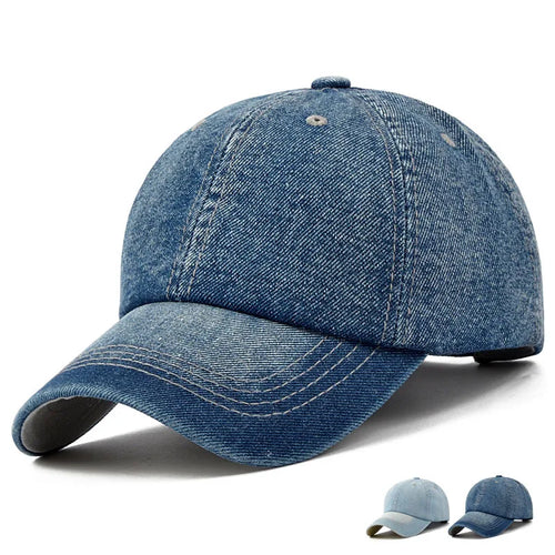 Unisex Solid Denim Baseball Cap Blank Washed Jean Hat Casquette Adjustable